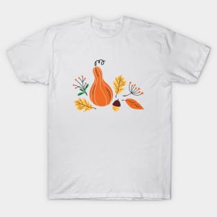 Fall print with hand drawn botanical elements T-Shirt